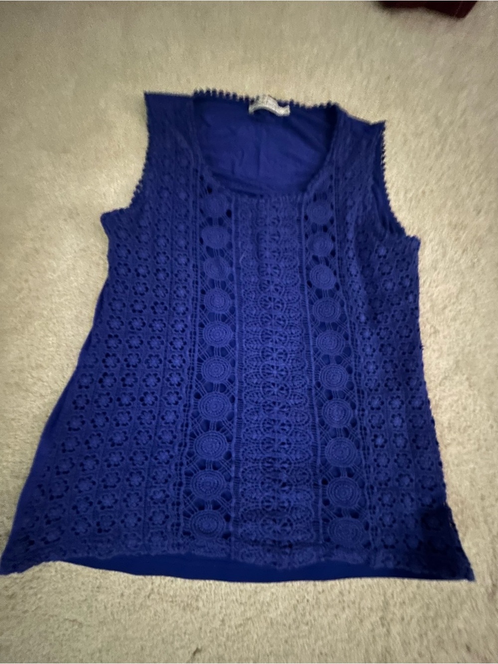 Solitaire Royal Blue Crochet Sleeveless Tank Top